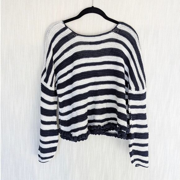 Apiece Apart Cotton/Linen Knit Striped Scoop Neck Long Sleeve Sweater, size S - Picture 2 of 8